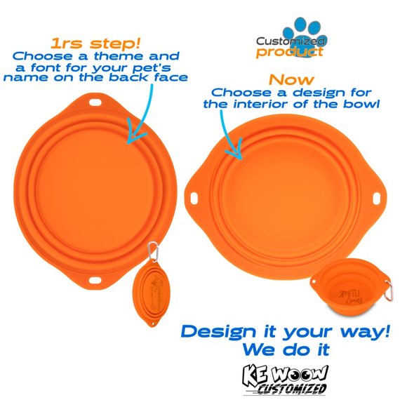 KE WOOW Portable Dog Bowl, collapsible made of silicone,  travel Bowl 850ml 2pcs - Picture 5 of 14